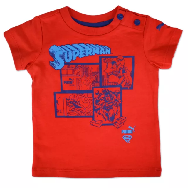 cooles PUMA SUPERMAN COMIC BABY JUNGEN T-SHIRT ROT BLAU BAUMWOLLE NEU GR. 62 68