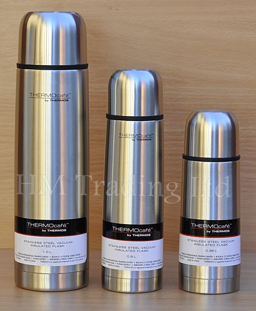 Thermos Flask 0.35/0.5/1Ltr Travel Camping S/Steel Vacuum Hot Cold Tea Coffee