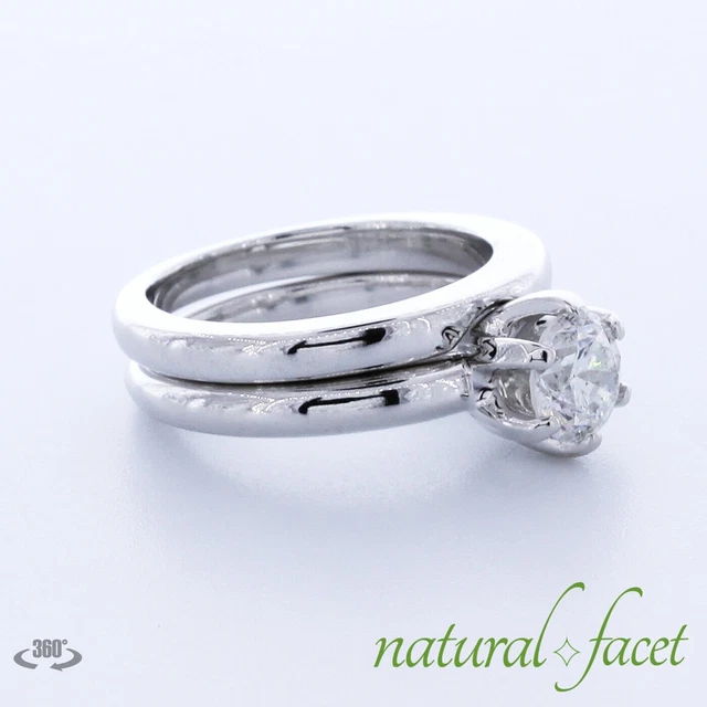 1.01Ct Natural Diamond F/Si2 Round 18K White Gold Classic Solitaire Bridal Set