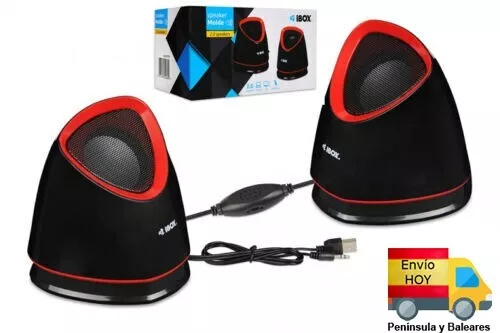 ALTAVOCES ESTEREO PC ORDENADOR LAPTOP 5W RMS - DC 5V USB - JACK 3,5 mm ENVIO HOY