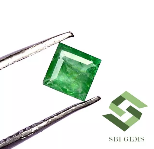 Certified Natural Emerald Square Cut 4 mm 0.32 CTS Untreated Loose Gemstone