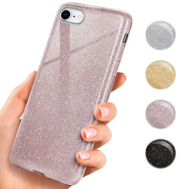 Glitzer Handyhülle für Apple iPhone SE (2020) Schutzhülle Strass Etui HD Glitter