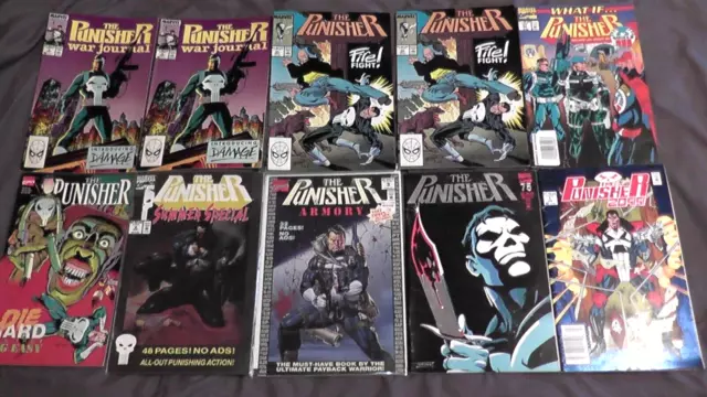 The Punisher Lot Of 10 Marvel Comic Books War Journal Damage 2099 #1 2 3 9 23 75
