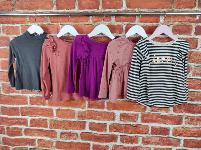 Girls Bundle Age 2-3 Years Next Zara H&M Long Sleeve T-Shirt Top Plain Pink 98Cm