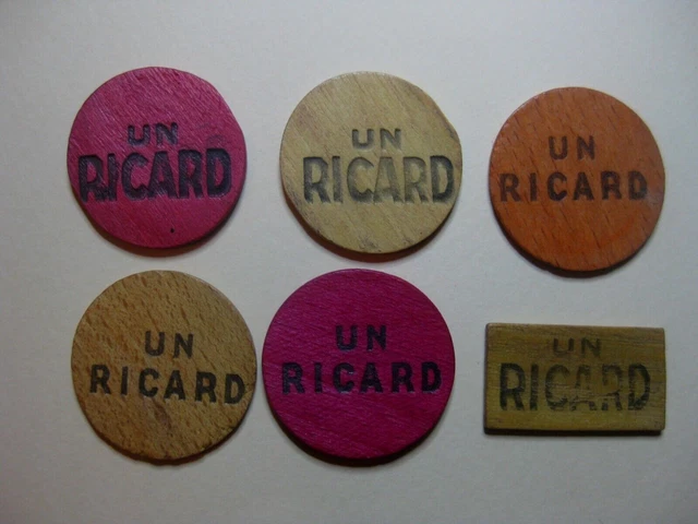Lot De 35 Jetons En Bois “Un Ricard” – Vintage, Peu Utilisés – Décoration Bar Ou Jeu