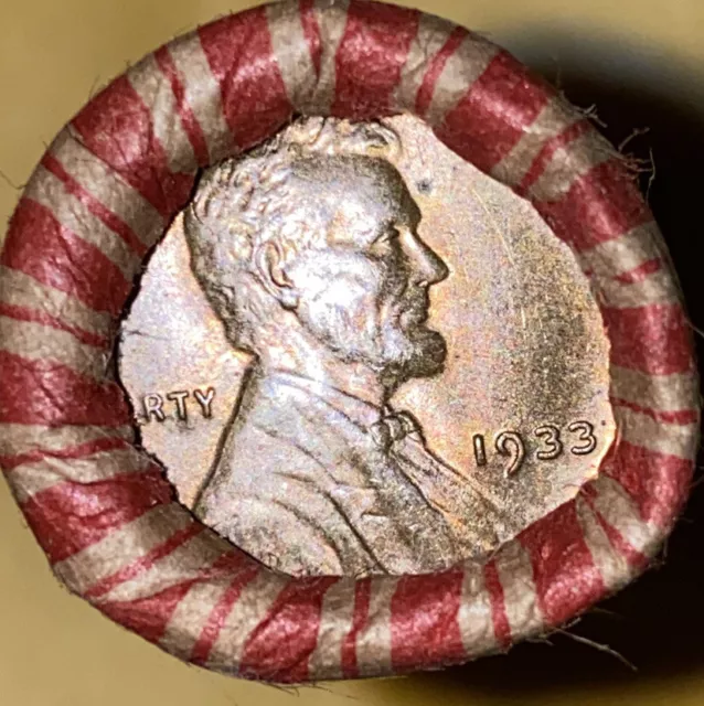 1 US Lincoln Wheat Cent 1C Penny Roll 1922-D/1933 BU RD (50 Coins) 40%+ Pre-1940