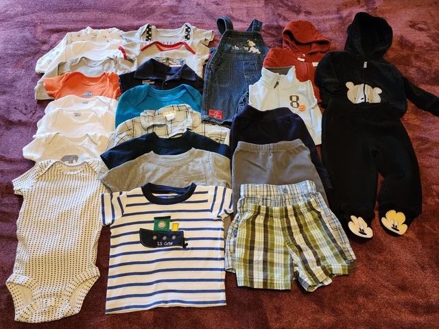 25pc Baby Boys 3-6 Months Lot of Clothes Carters, Gerber Onesies, Disney   #19