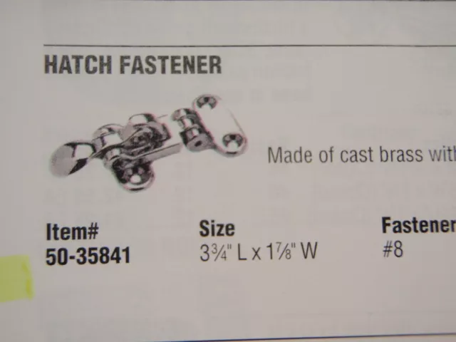 Hatch Fastener Seachoice 35841 Chrome Cast Brass Marine Boat Hardware Latch 2