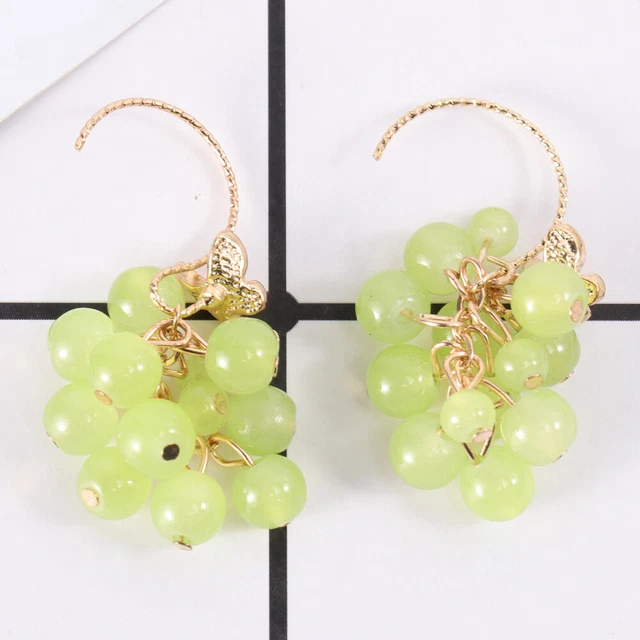 1 paio di orecchini a forma di uva verde moda gocce per orecchie donna orecchini frutta