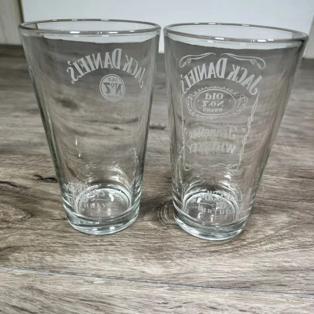 Jack Daniels Old No 7 Beer Glasses Lot Of 2 Tennesse Whiskey Mr. Jack's Birthday 2