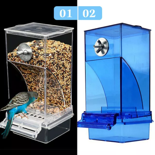 Automatic Acrylic Bird Feeder Parrot Canary Budgie Cage Feeding Box Bowl NEW