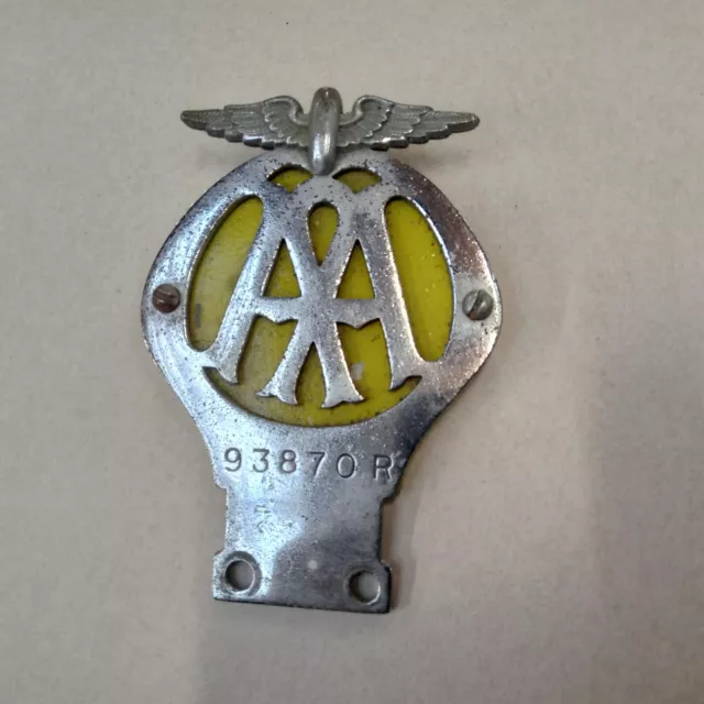 AA Classic Car Badge - older flat style. Serial No 93870R