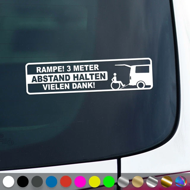 Autoaufkleber Rampe Motiv - 3m Abstand Hinweis Sticker