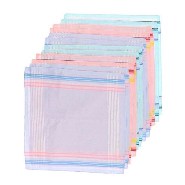 Cotton Handkerchiefs - Set of 12 Soft  Durable Ideal for Everyday Use