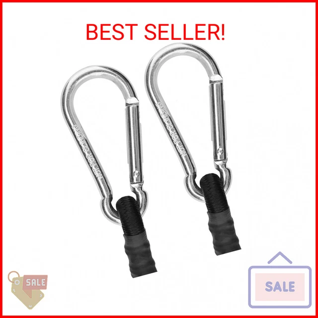 ZHOUBIN 24 Inch Black Bungee Cords with Carabiner Hooks, 2Pcs