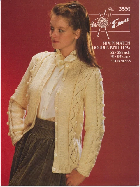 Original Vintage Emu Strickmuster 3566 - Damen Strickjacke