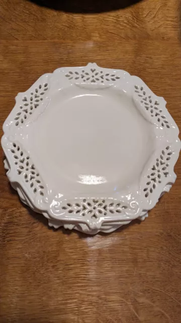 Leedsware creamware plates x 4