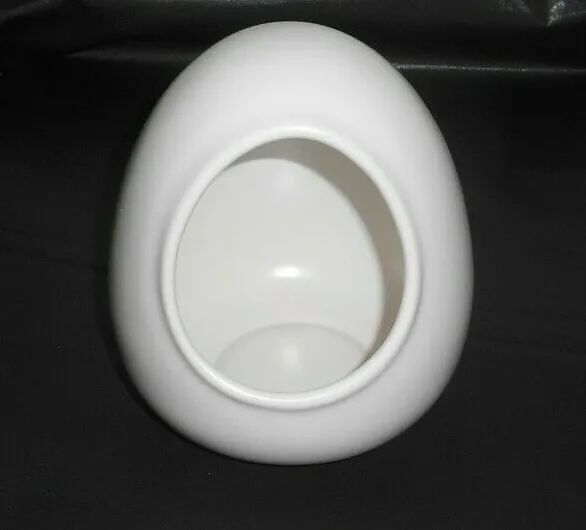 Large White EGG w/ Front Opening - Ceramic/Pottery - 4.5"d 5.5"t - N Cupcake