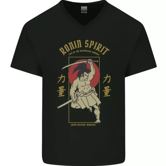 Ronin Spirit Samurai Giappone T-shirt da uomo giapponese collo a V cotone