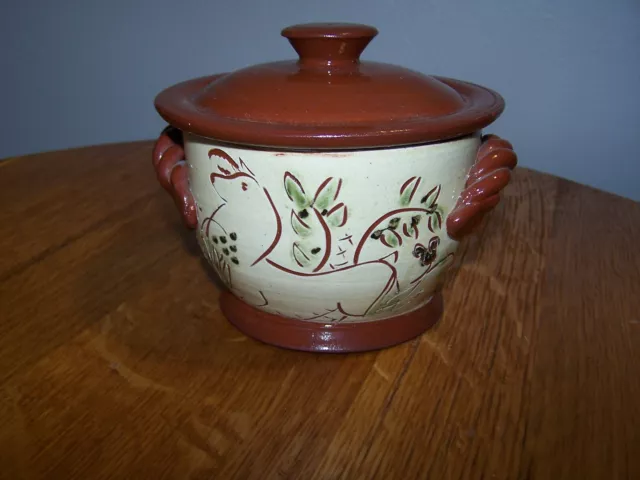 SJ Pottery Missouri Red Clay Lidded Sugar Bowl with lid Made in Bethel Missouri