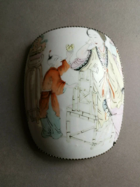 Antique Chinese porcelain shard fitted in silver