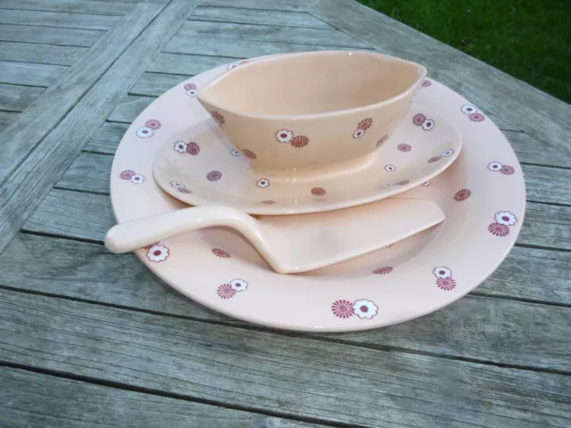 Pièces de Service de Table Ancien Plat saucière & pelle à tarte Faience LONGWY