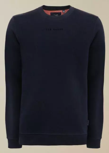 Felpa Uomo Ted Baker Logo Diffuso Con Marchio In Marina // Nuova Con Etichette //