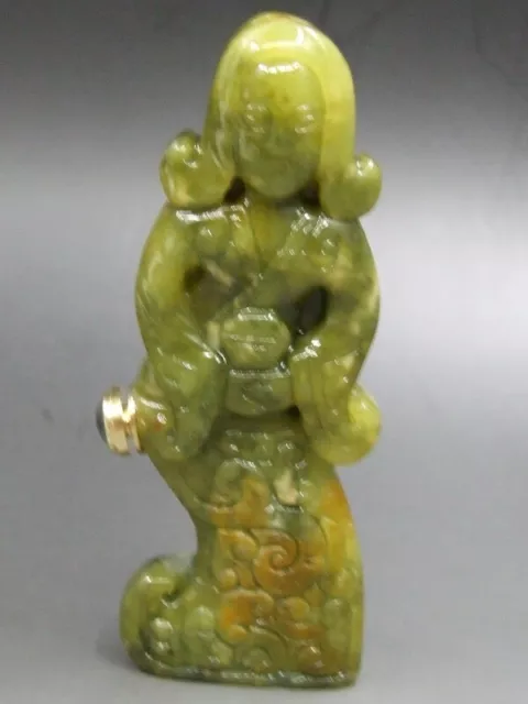 China,exquisite jade,pure manual carving,statues Snuff Bottle"Maid"1323
