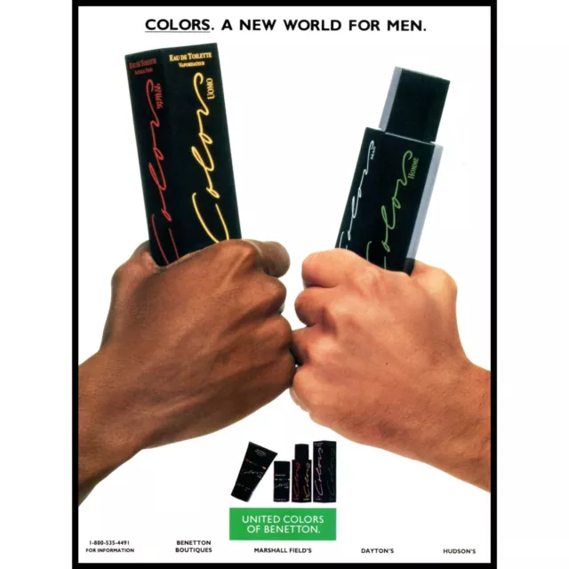 1991 United Colors of Benetton Mens Cologne Vintage Print Ad 90s Wall Art Photo