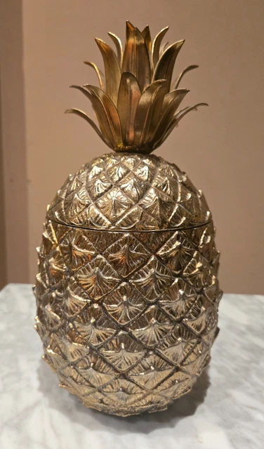 Salière Et Poivrière Métal Forme Ananas, Vintage Années 70, Lot De 2 Argenté
