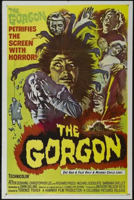 THE GORGON Movie POSTER 27 x 40 Peter Cushing, Christopher Lee, Richard Pasco, B