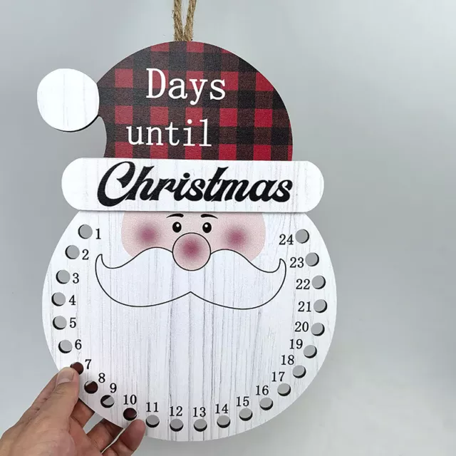 Countdown Calendar Pendant Snowman Shaped Christmas Santa Hanging Wooden Adve Sp