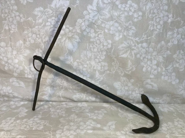 Antique Wrought Iron Boat / Ship Anchor, 22.25" h x 19-1/8"w