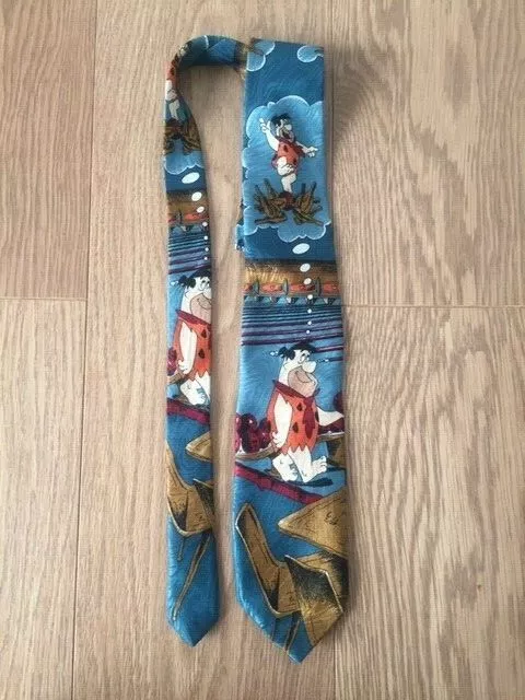 The Flintstones Fred Flintstone Blue Multi Tie Vintage 1990's