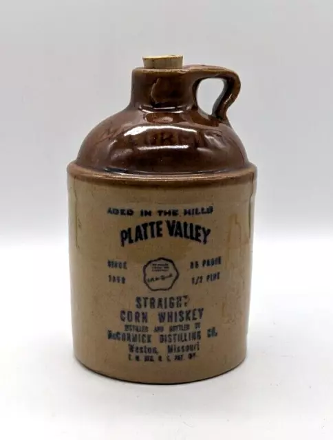 Vintage McCormick Platte Valley Straight Corn Whiskey Ceramic Decor Jug 1/2PT