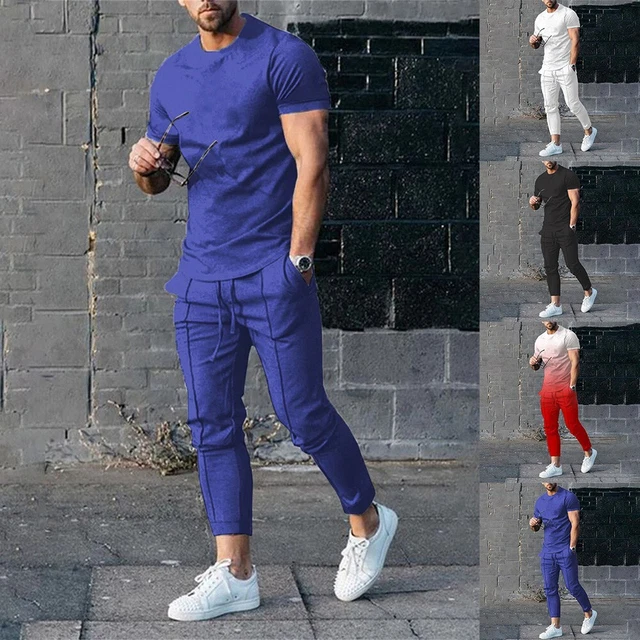 Set atletico casual uomo manica corta e pantaloni da jogging combo