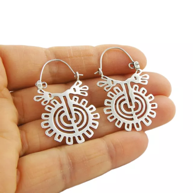 925 Sterling Silver Aztec Sunflower Symbol Earrings