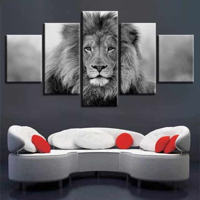 Lion Head Wild Animals Canvas Prints Painting Wall Art Home Decor Picture 5PCS