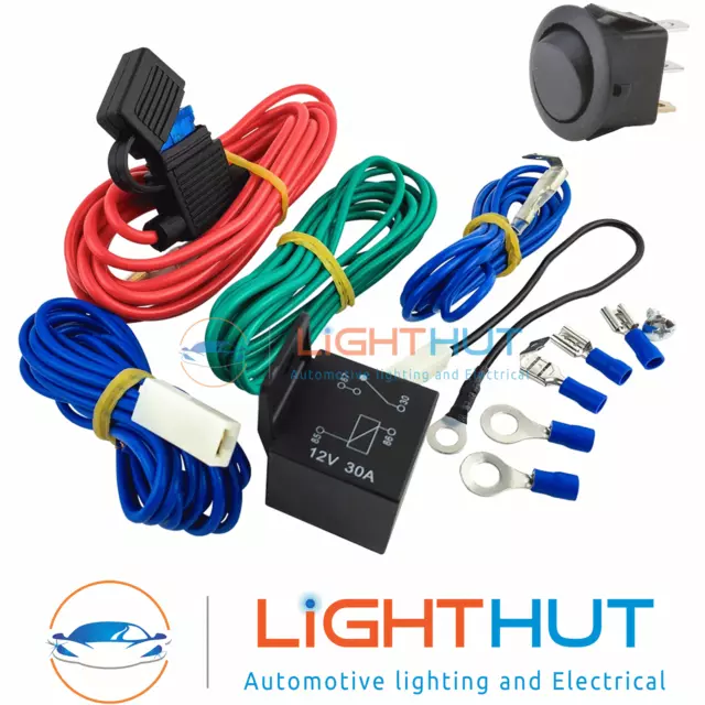 12V Fast Fit Foglight Driving Spot Lamp Light Fused Wiring Kit inc Switch Relay