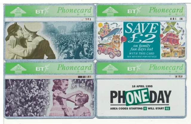 Bt Phonecards  4 Cards Ve Day Save Phoneday Mixed Different British Telecom 1995