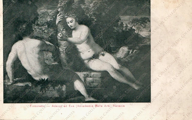 Adamo ed Eva TINTORETTO Accademia Belle Arti Venezia Cartolina