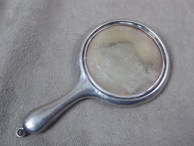 BEAU MIROIR DE SAC, en argent étranger, ancien.