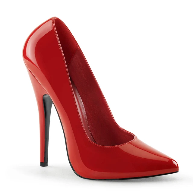DOMINA-420 décolleté eleganti donna devious tacchi alti con tacco a spillo rosso vernice