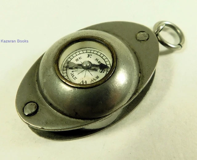 VINTAGE POCKET COMPASS Magnifier Loupe Combination Watch Chain Or Key