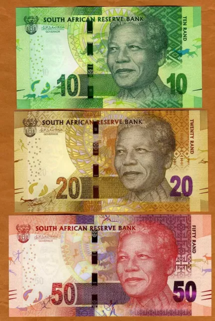 SET South Africa, 10-20-50 rand, ND (2015), P-138b-139b-140b UNC Mandela