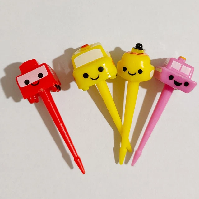11pcs/set Mini Cartoon Car Fruit Fork Kids Dessert Bento Lunches Party De-DB
