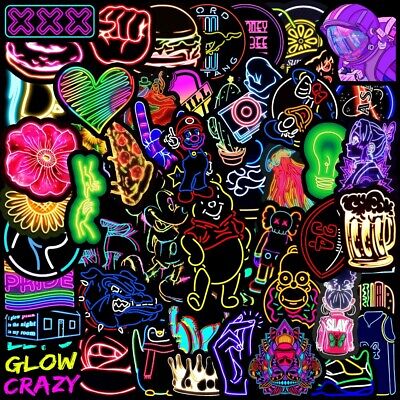 100PCS Neon Sign Stickers Bomb Graffiti Decal Pack Laptop Car Luggage Skateboard