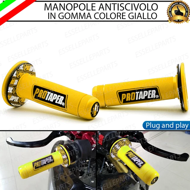 Manopole Manubrio Moto Cross Giallo Gomma Per Aprilia Rx 50 2004 Entry-Mini