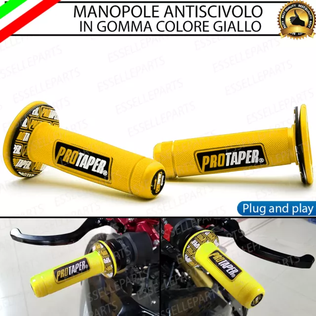 Manopole Manubrio Moto Cross Motocross Mini Bike Lem Giallo Gomma Antiscivolo