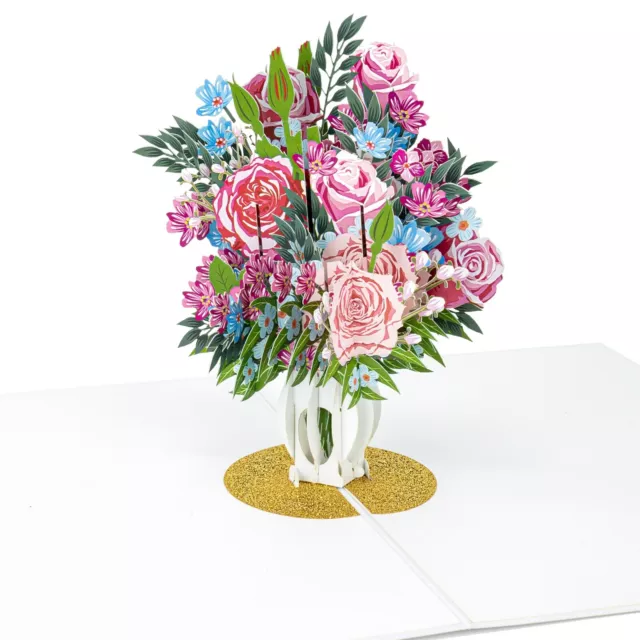 LIMAH® Rosen in einer Vase Pop Up Karte 3D